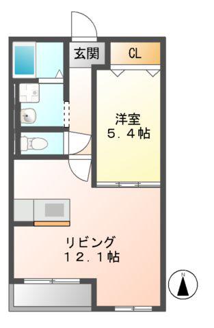 リブ フォレスタ(1LDK/2階)の間取り写真