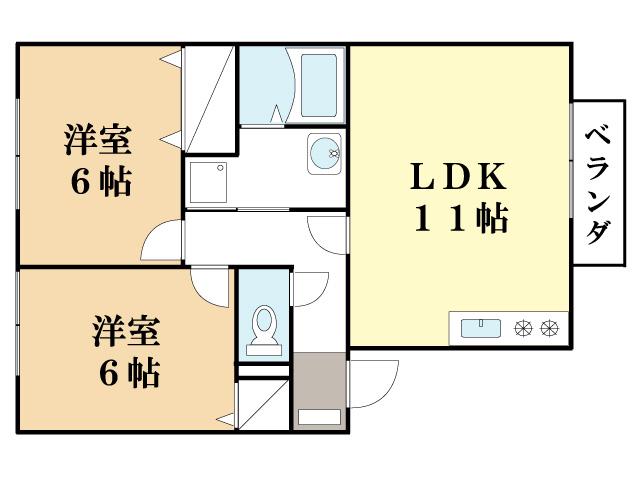 グリーンハイツ(2LDK/1階)の間取り写真