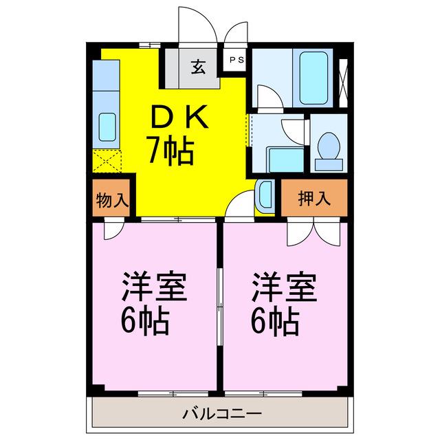 サンビレッジ(2DK/2階)の間取り写真