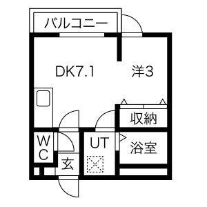 メリディアン岩沼壱番館(ワンルーム/3階)の間取り写真