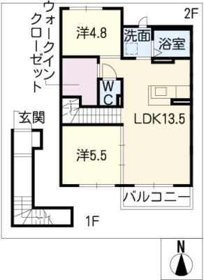 キャピタルハイツII(2LDK/2階)の間取り写真