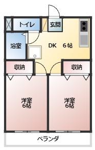 アミティエ西尾 A(2DK/2階)の間取り写真