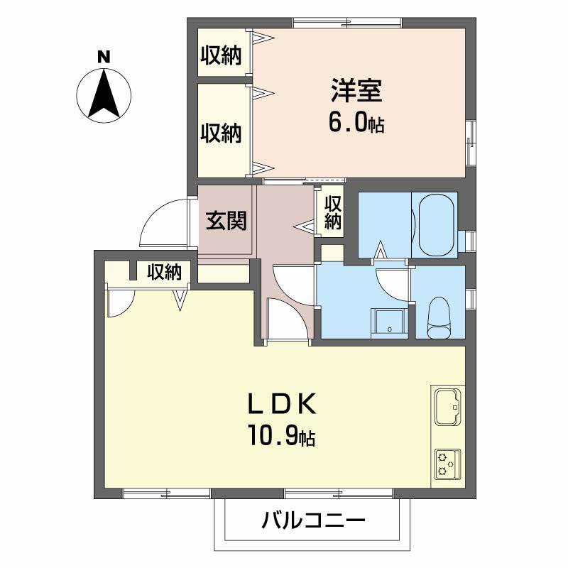ハイツピースフルA(1LDK/1階)の間取り写真