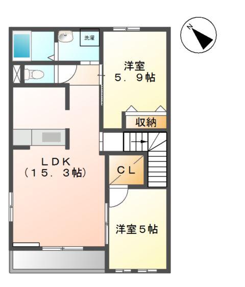 アクア ドルチェ ウーノ(2LDK/2階)の間取り写真