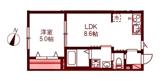 SERENE GATE 希望ヶ丘(1LDK/2階)の間取り写真