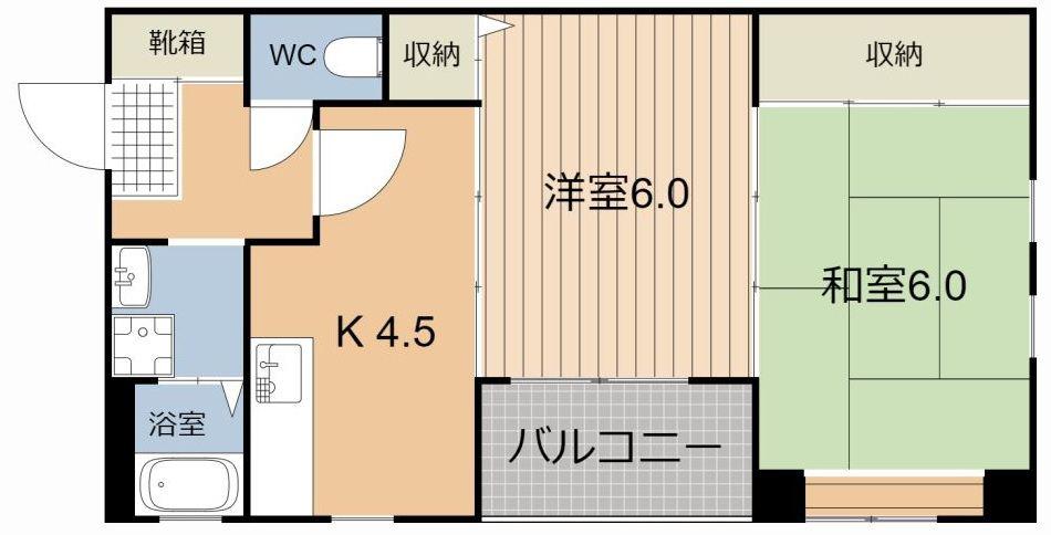 荒木ビル(2K/3階)の間取り写真