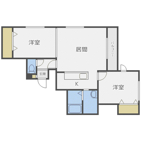 アドバンス厚別(2LDK/4階)の間取り写真