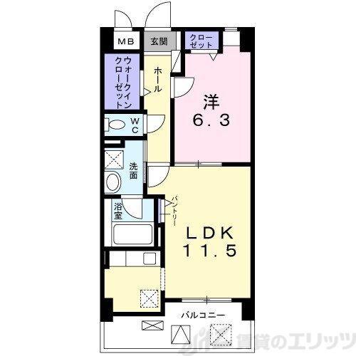 エフ レジデンス(1LDK/2階)の間取り写真