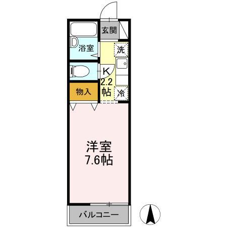 ヴィラ・ファミーユA棟(1K/2階)の間取り写真