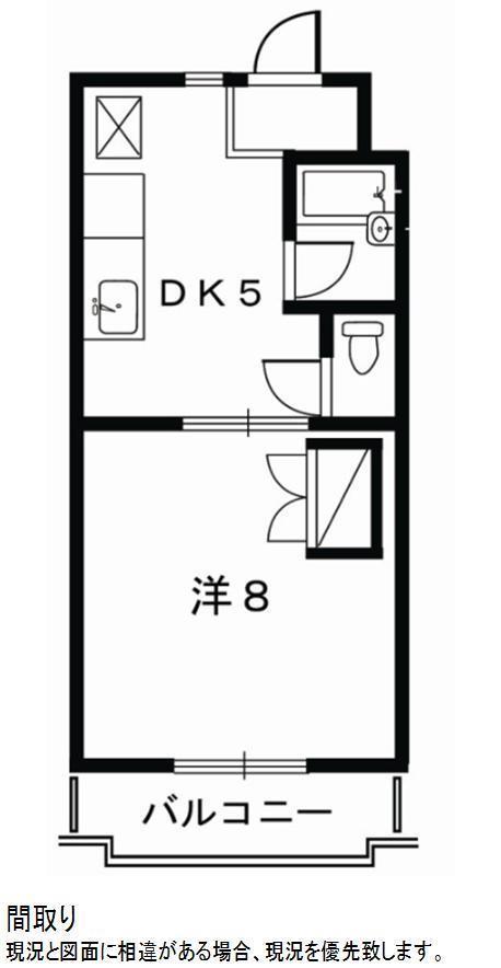 ドミールIII(1DK/3階)の間取り写真