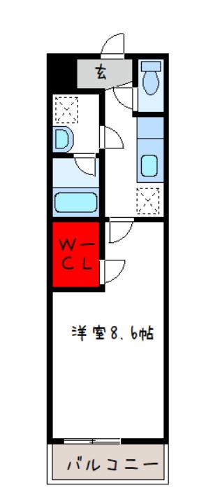 レフア弓削(1K/2階)の間取り写真