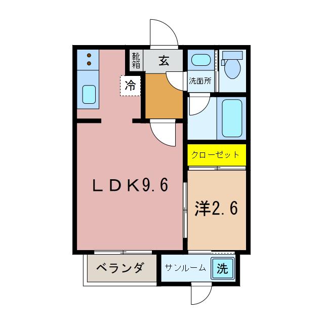 ライフワン・ドリーム(1LDK/1階)の間取り写真