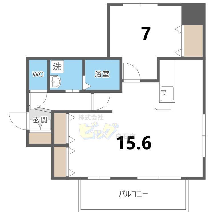ピエール・ラルジュ東札幌(1LDK/2階)の間取り写真