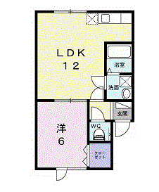 滝川市東町1丁目1LDKアパート(1LDK/1階)の間取り写真