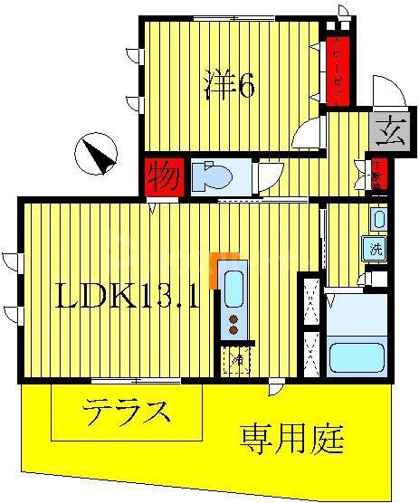 みずのえ(1LDK/1階)の間取り写真
