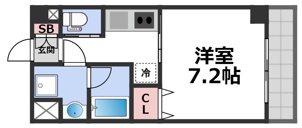 ル・クール今里(1K/4階)の間取り写真