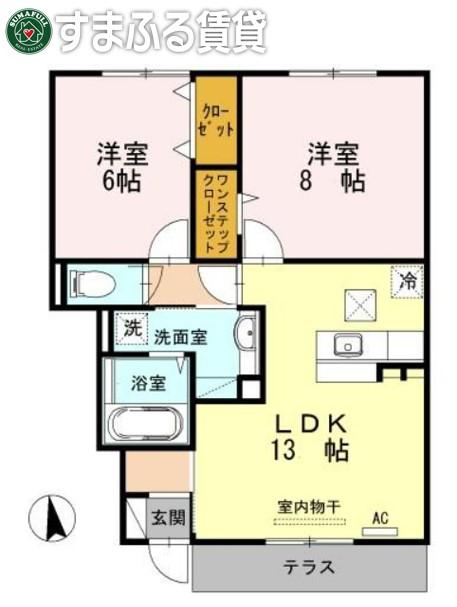 ルミエール藤(2LDK/1階)の間取り写真