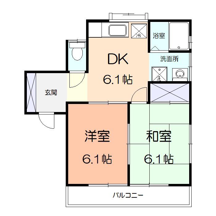 サンハイツ小山(2DK/1階)の間取り写真