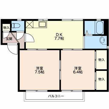モンアミ(2DK/1階)の間取り写真