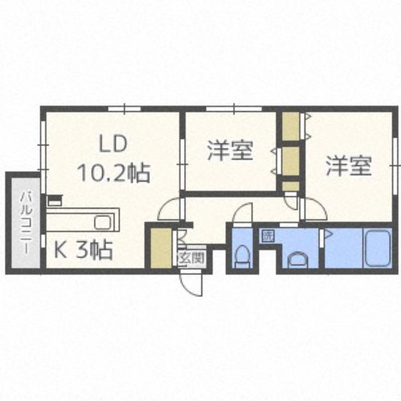 サクラディア苗穂(2LDK/4階)の間取り写真