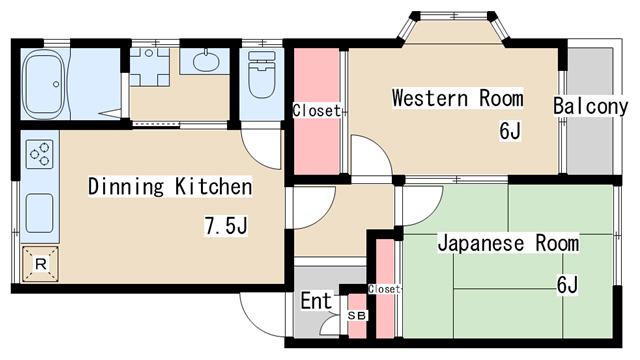 モントレ菅の台(2DK/2階)の間取り写真