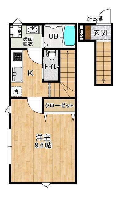 RAINBOW MIRAI A棟(1K/2階)の間取り写真