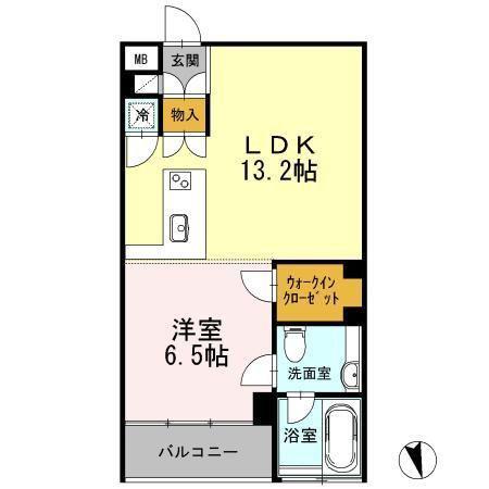 カスタリア目黒長者丸(1LDK/1階)の間取り写真