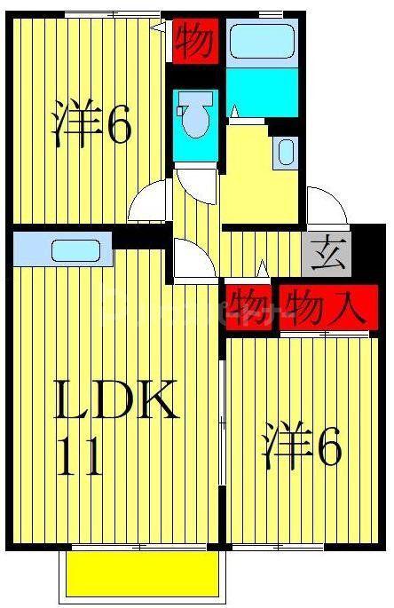 サンモール2号棟(2LDK/2階)の間取り写真