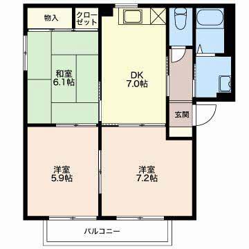 バリュージュNAKA(3DK/1階)の間取り写真