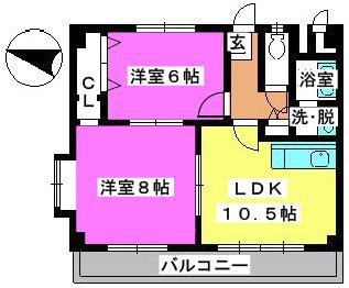 タウンコート長住(2LDK/3階)の間取り写真