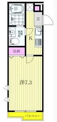 ヴェルデ東中野(1K/1階)の間取り写真