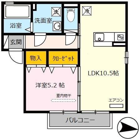 ピーチ荘(1LDK/2階)の間取り写真