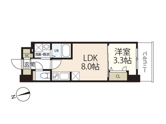 S-RESIDENCE広島駅CLARITY(1LDK/11階)の間取り写真