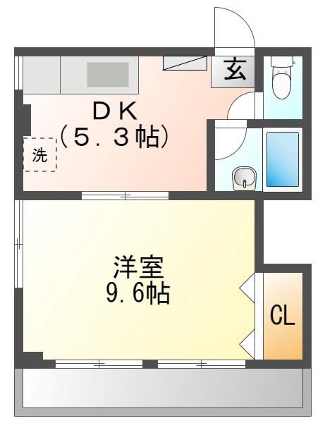 中島ビル(1DK/3階)の間取り写真