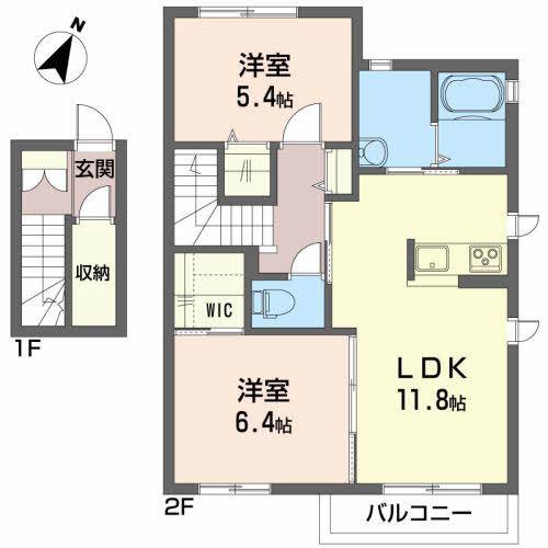 アプリコット(2LDK/2階)の間取り写真