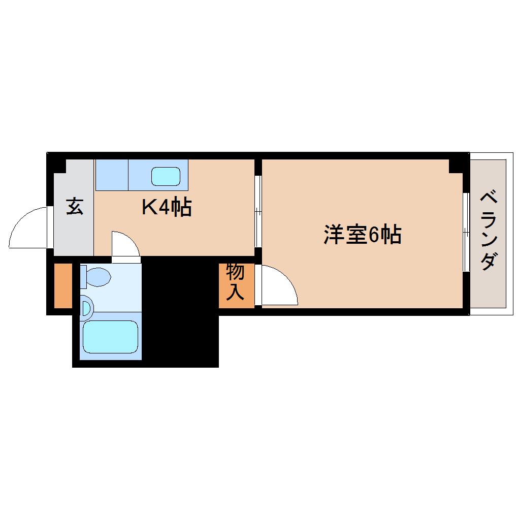 白樺ハイツ大宮II(1K/2階)の間取り写真