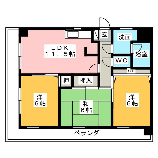 ノーヴァ・フレア(3LDK/3階)の間取り写真