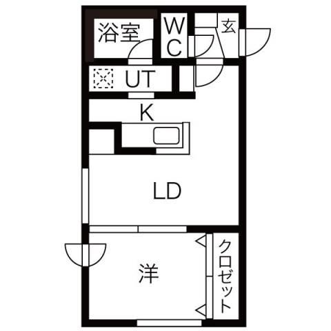エスポアール前田(1LDK/4階)の間取り写真