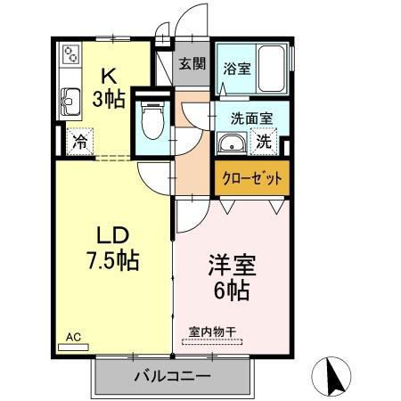 プリマヴェーラ(1LDK/2階)の間取り写真