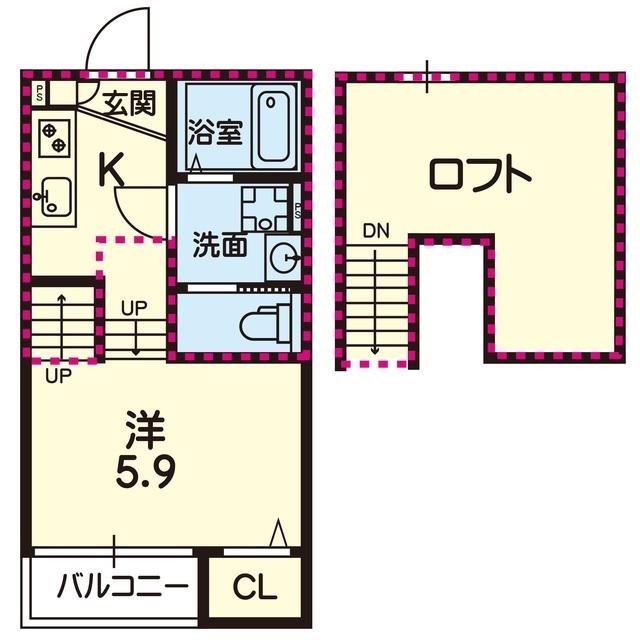 ステラ南高江(1K/2階)の間取り写真