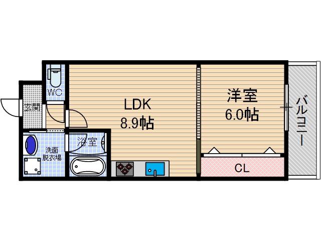 リブ・シャイン青葉丘南(1LDK/3階)の間取り写真