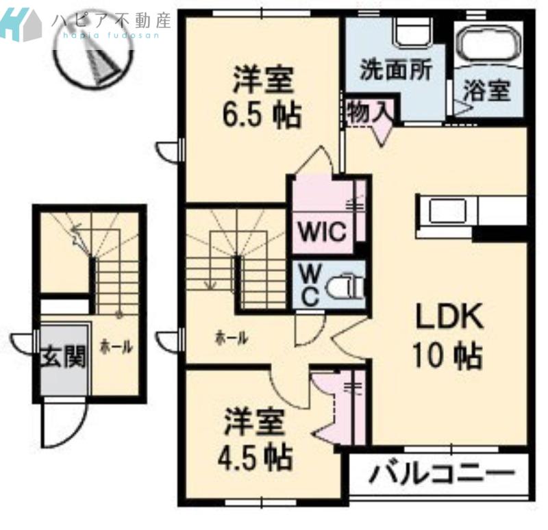 ヴィラーチェ・シエロ(1LDK/2階)の間取り写真