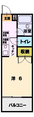 クレールシャトー湘南(1K/2階)の間取り写真