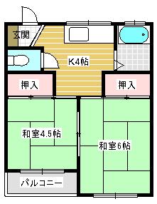 木の実ハイツ(2K/1階)の間取り写真