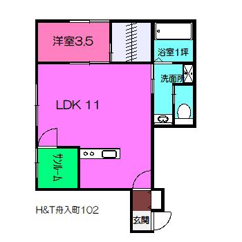 H&T舟入(1LDK/1階)の間取り写真