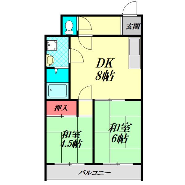 メルヘンハイツ大久保(2DK/3階)の間取り写真