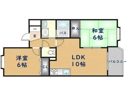 VILLA MS(2LDK/3階)の間取り写真