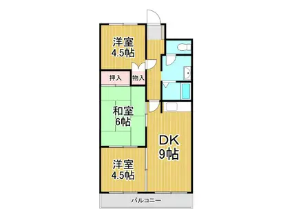 ライフマンション(3DK/2階)の間取り写真