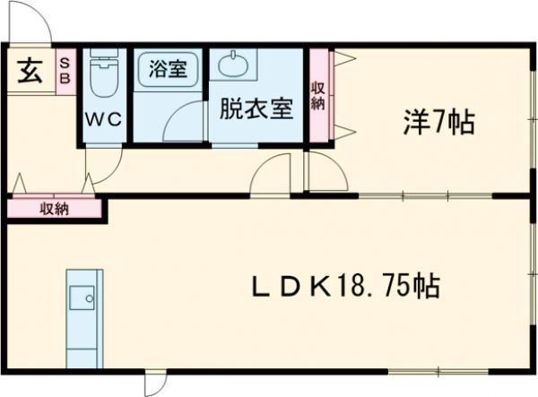 ガーデン人見(1LDK/1階)の間取り写真