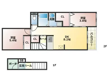 エスポワール(2LDK/2階)の間取り写真